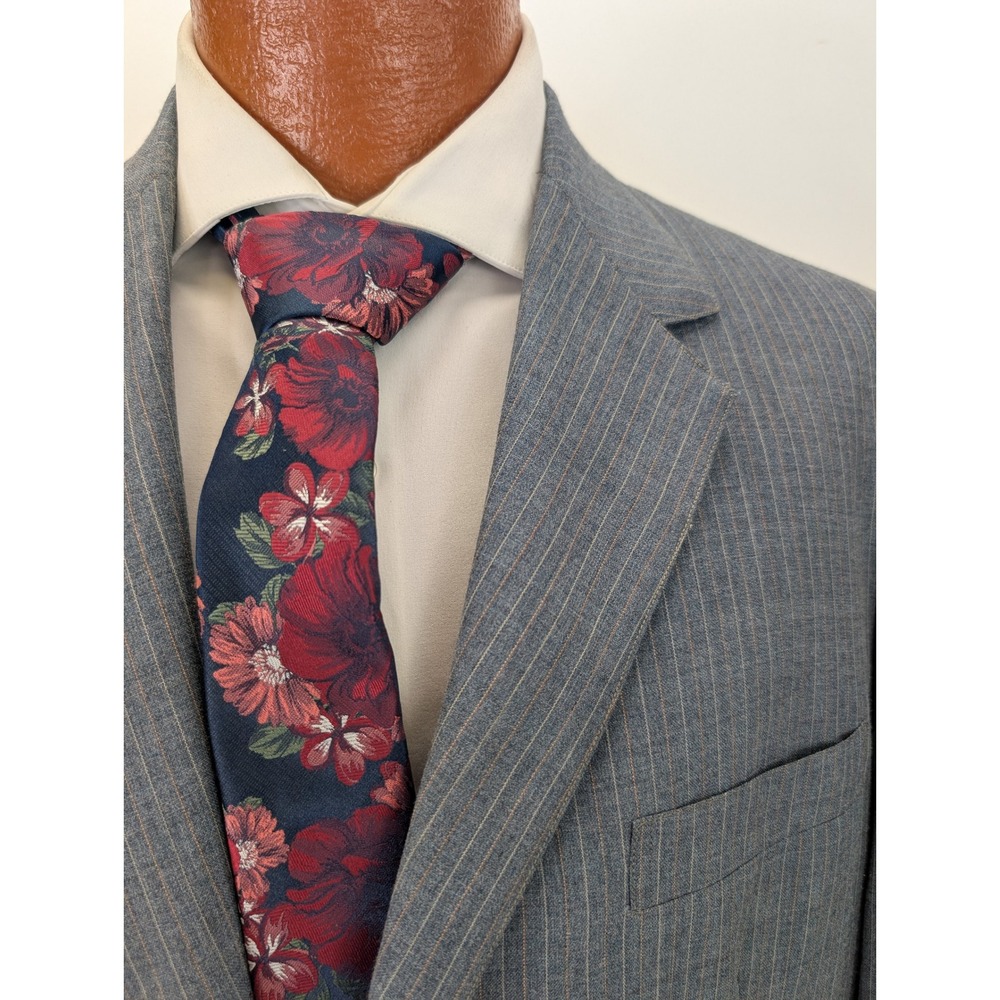 Southwick Hughes Hatcher Gray Pinstripe Blazer Jacket Mens 44R Unstructured